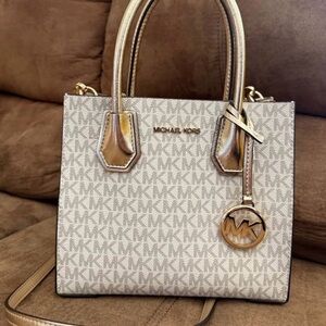 Michael Kors Beige and Gold Satchel